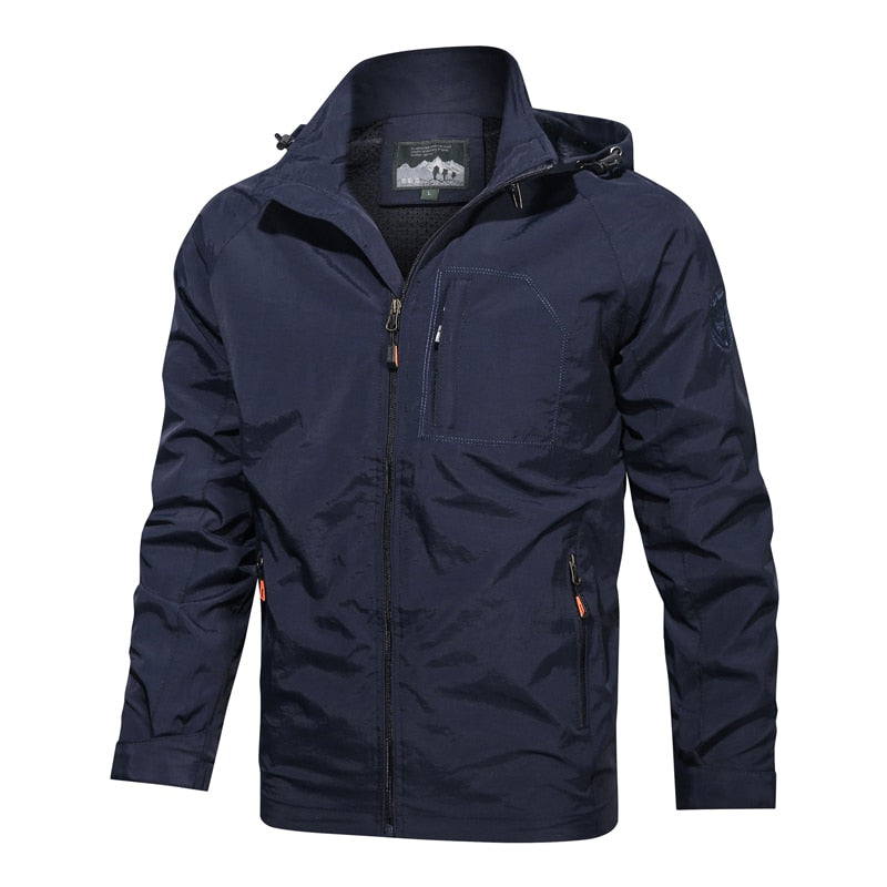 Men Outdoor Windproof Jacket Windbreaker Coat Hiking Rain Camping Fishing Tactical Male Clothing Breathable Jackets Plus Size