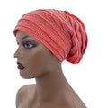 Candy Color Ladies Head Wraps Muslim Hijab Bonnets Fashion Headgear Trending Elastic Full Body Pleated Turban Cap for Women