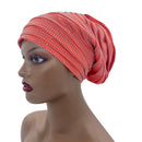Candy Color Ladies Head Wraps Muslim Hijab Bonnets Fashion Headgear Trending Elastic Full Body Pleated Turban Cap for Women