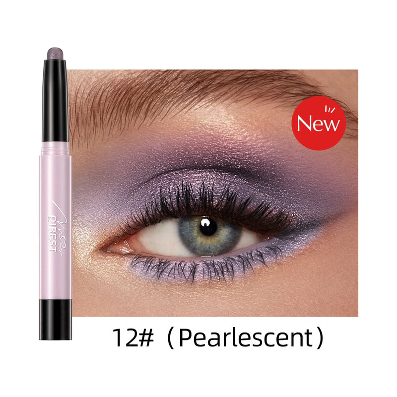 QIBEST Pearlescent Silkworm Eyeshadow Pen Lasting Waterproof Shiny Pigment Cosmetics Glitter Matte Nude Eye Shadow Pencil Makeup