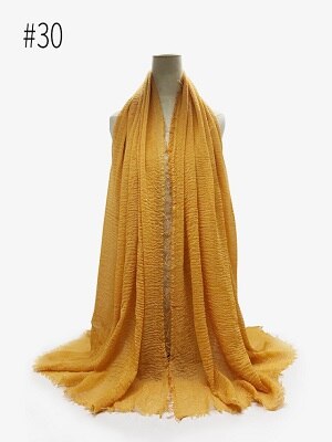 Pleated Plain Hijab Scarf Muslim Women Cotton Crinkle Headband Veil Scarves 2021 Fashion Islamic Headscarf Head Wraps Turban