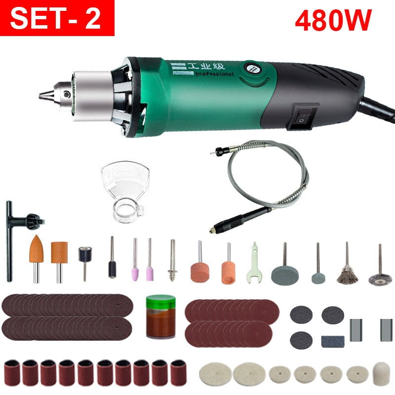 High-Power Engraver Electric Drill Engraving Dremel Rotary Tool 260W/480W Machine With Flexible Shaft 6-Position Variable Speed