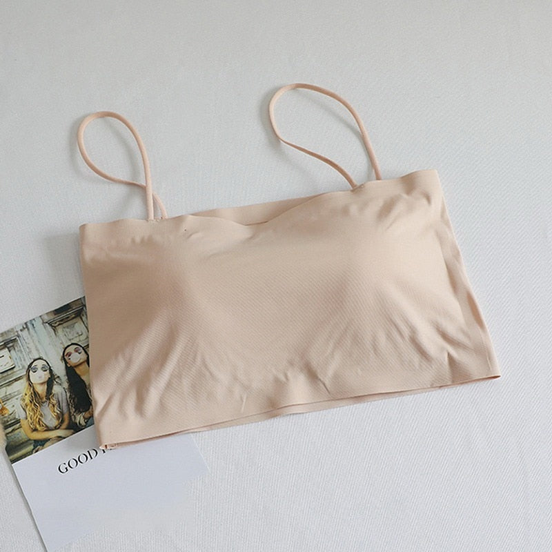 Top women Summer Women Sling Tube Top Sexy Bra Women underwear Push Up Bra Seamless Ice Silk Breast Wrap Lingerie Crop top