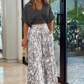 Wefads Womens Two Piece Sets Sexy Mid Sleeve Shirt Elgant Floral Print Wide Leg Pant High Streetwear