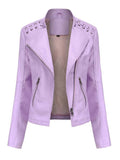 Autumn Winter Pu Faux Leather Jackets Women Long Sleeve Zipper Slim Motor Biker Leather Coat Female Outwear Tops