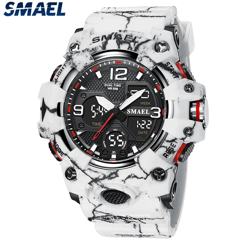 Sport Watch Military Watch For Men Alarm Clock Stopwatch LED Digital Back Light Dual Time Display 8008 Men&