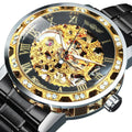 WINNER Transparent Skeleton Watch for Men Mechanical Wristwatches Diamond Watches Mens Luxury Stainless Steel Strap Unisex Clock