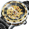 WINNER Transparent Skeleton Watch for Men Mechanical Wristwatches Diamond Watches Mens Luxury Stainless Steel Strap Unisex Clock