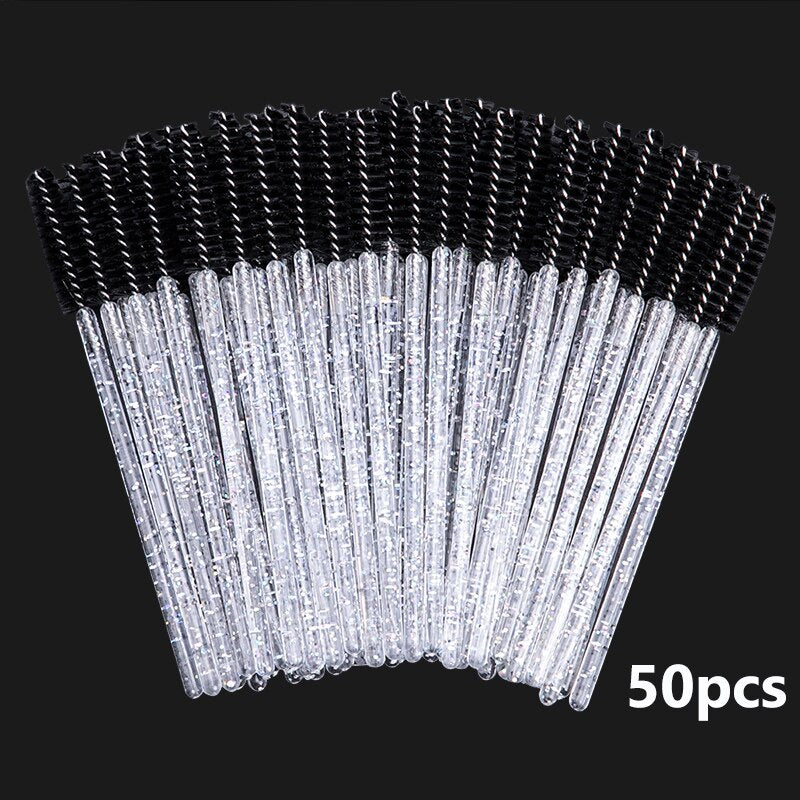 Disposable Crystal Eyelashes Brush Comb 25/50Pcs Eye Lashes Extension Mascara Wands Makeup Professional Makeup Beauty Tool
