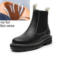 Women&#39;s Chelsea Boots Genuine Leather 2023 Autumn Winter Trend Thick-soled Women Ankle Boots All-match Marton Boots Ladies