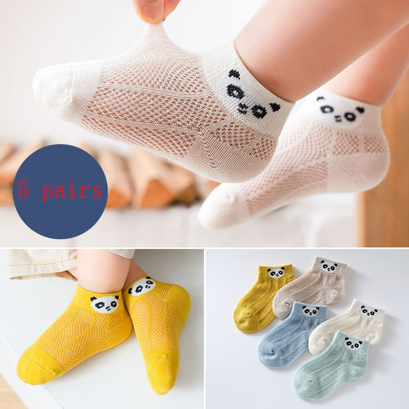 Cotton Baby Short Socks 5 Pairs Toddler Boys Girls Summer Mesh Thin Sock Kids Children Colorful Socks 5 pairs WMF043