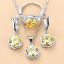 2022 Sell Well Wedding 925 Mark Jewelry Sets Black Zircon Dangle Earrings And Necklace Ring 3 Piece Set women Trendy Costume