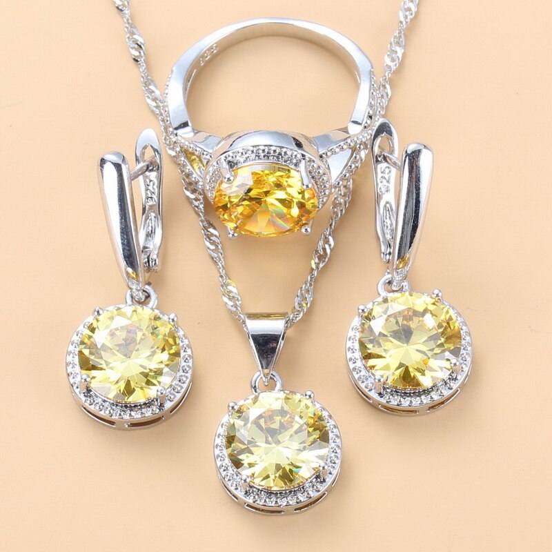 2022 Sell Well Wedding 925 Mark Jewelry Sets Black Zircon Dangle Earrings And Necklace Ring 3 Piece Set women Trendy Costume