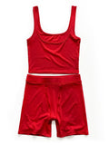 Ribbed Knitted Women 2 Piece Set Gym Crop Tank Top Leggings Set Casual Streetwear Sporty Tracksuit 2021 Summer Active Wear