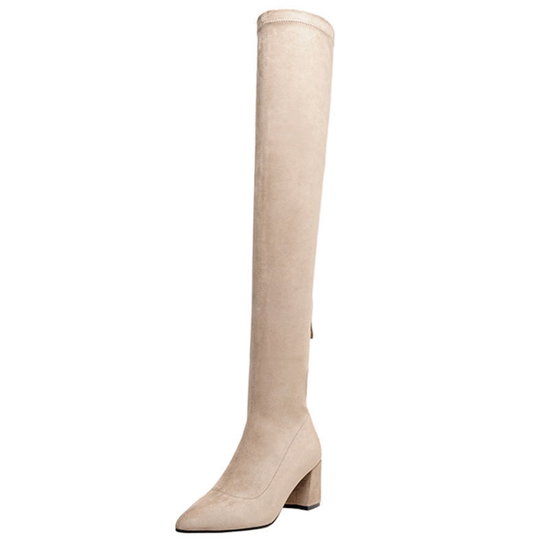 Sexy High Boots Women 2022 Winter New Fashion Over The Knee Warm Botas Mujer Suede Lace Up Pumps Sock Shoes High Heels Boots