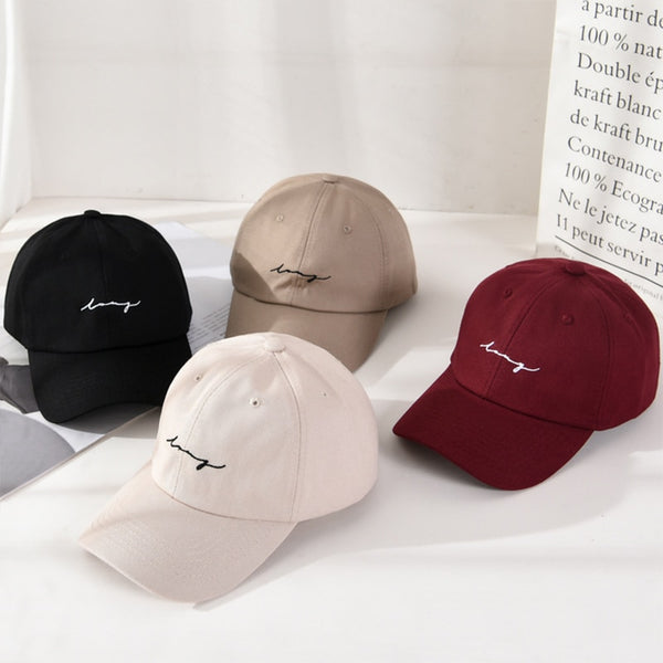 Cotton Women Baseball Cap Letter Embroidery Outdoor Visor Sun Hat Unisex Solid Color Simple Hip Hop Cap Adjustable Casual Bonnet