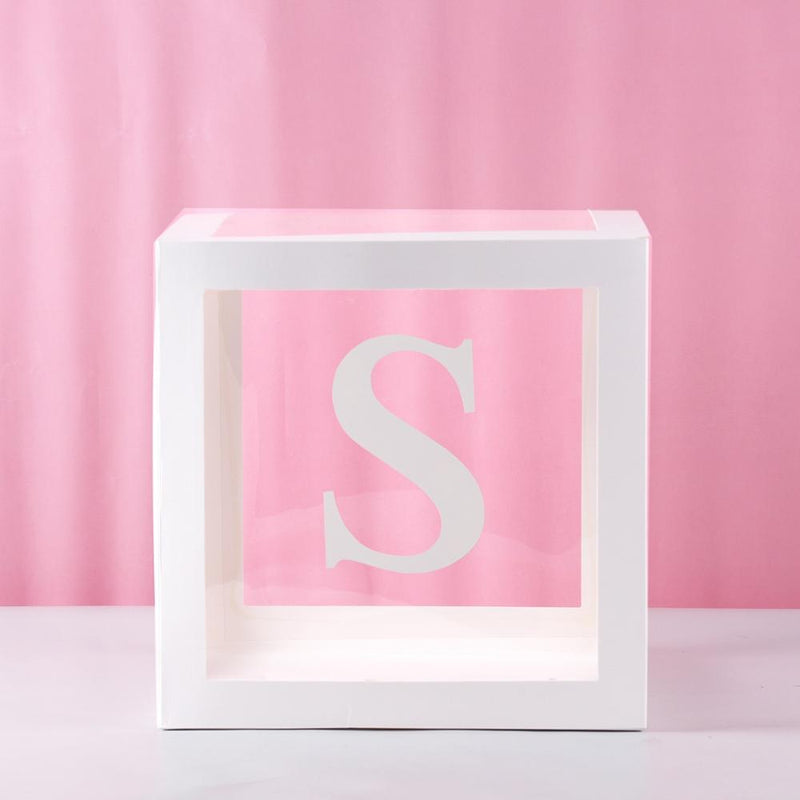Baby Shower Box Custom Alphabet Name Transparent Balloon Box Birthday Party Decoration Kids DIY Wedding Baby Shower Suppiles