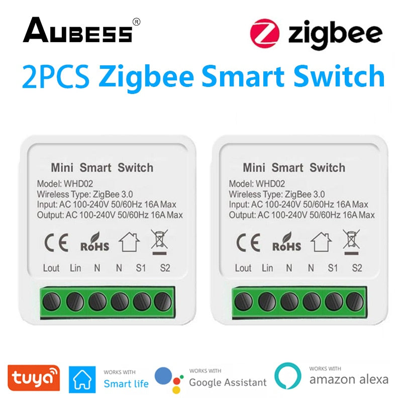 Tuya Zigbee / Wifi MINI Smart Switch 2 Way Control 16A Switch Tuya Smart Home Automation Sensor Works With Alexa Google Home