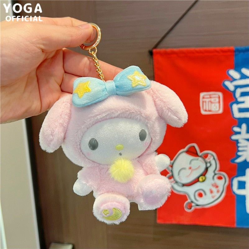 Sanrio 10cm Kuromi My Melody KT Cat PC Dog Hello Kitty Keychain  Anime Plush Figure Pendant Accessories Cute Animals Toys