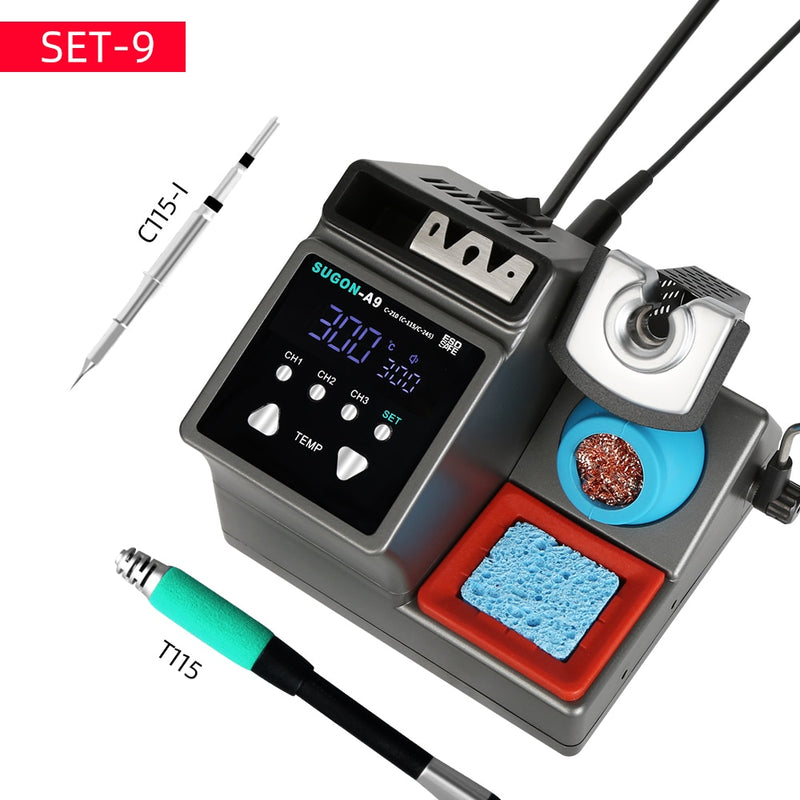 SUGON-A9 Soldering Station Compatible JBC Soldering Iron Tips C210/C245/C115 Handle Lead-free Electronic Welding Rework Station