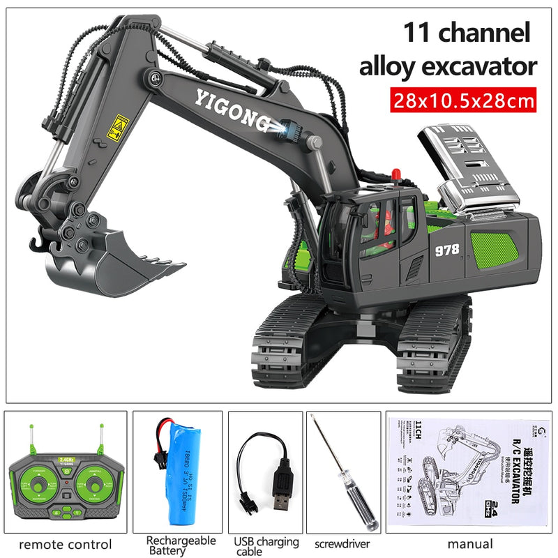 RC Excavator Dumper RC Car Toy 2.4G Remote Control Engineering Vehicle Crawler Truck Bulldozer Children Toys for Boys Kids Gifts