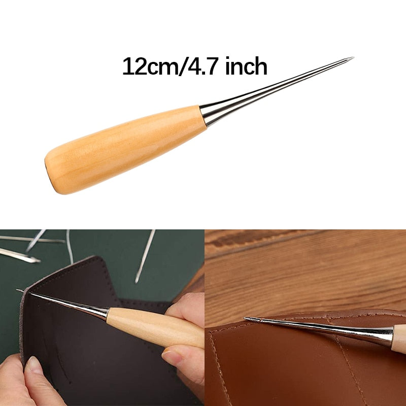 Leather Craft Sewing Kit Waxed Thread Hand Quilting Needles Sewing Awl for Beginner Leather Upholstery Repair, Stitching, Sewing