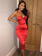 Dulzura neon satin lace up 2021 summer women bodycon long midi dress sleeveless backless elegant party outfits sexy club clothes