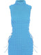 Kliou Stunning Stacked Mini Dress Women Sexy Solid Mock Neck Sleeveless Draw String Bodycon Party Clubwear Elegant Female Skirt