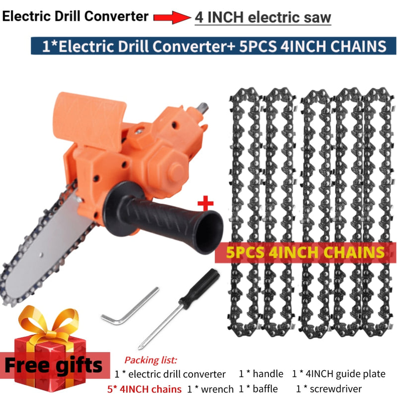 4/6 Inch Electric Drill Modified To Electric Chainsaw Tool Attachment Electric Chainsaws Accessory Set Woodworking Cutting Tool