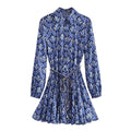 2022 Fashion Women Pleated Dress Party Drawstring Dresses Long Sleeve Female Street Outfit Floral Printed Elegant Casual Summer
