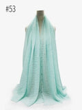 Pleated Plain Hijab Scarf Muslim Women Cotton Crinkle Headband Veil Scarves 2021 Fashion Islamic Headscarf Head Wraps Turban