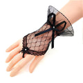 Women&#39;s Sexy Guantes Transparentes Dot Print Black White Mesh Tulle Gloves Female Club Prom Party Dancing Dress Glove