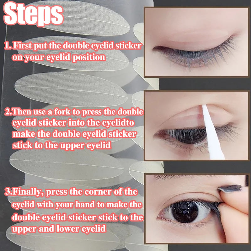720/1056PC Invisible Double Eyelid Tape Self-Adhesive Transparent Eyelid Stickers Slim/Wide Waterproof Fiber Stickers For Eyelid