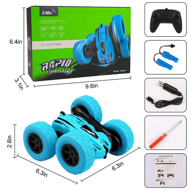 Roclub 4WD RC Car 2.4G Radio Remote Control Car 1:24 Double Side RC Stunt Cars 360° Reversal Vehicle Model Toys For Children Boy