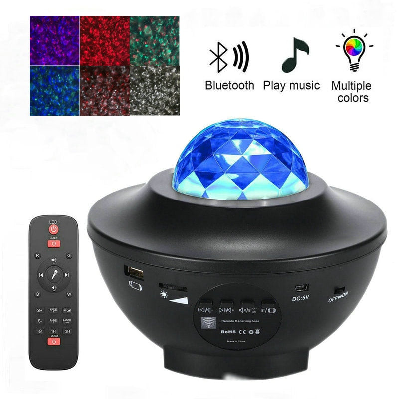 LED Starry Sky Projector Night Light Galaxy Star Projector Ocean Wave Night Lamp With Music Bluetooth Speaker For Childrens