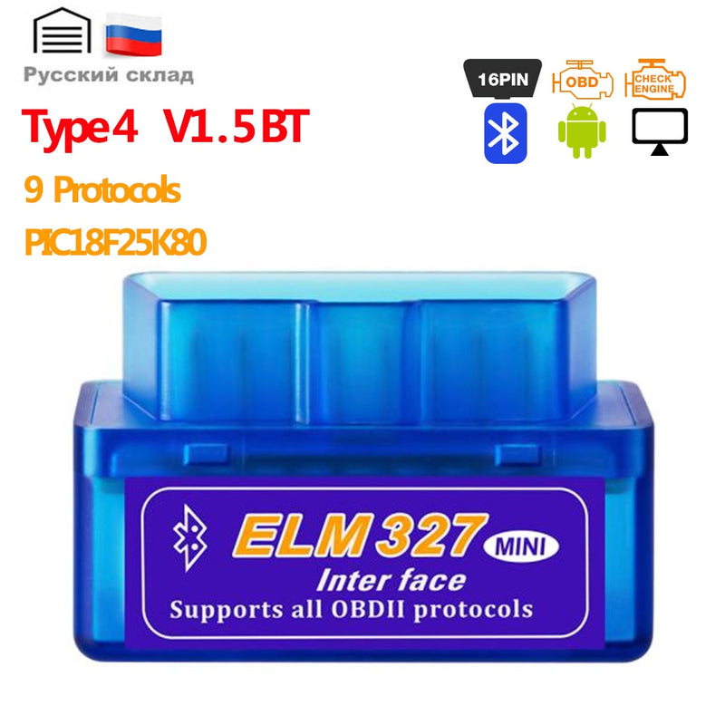 OBD2 Mini Scanner ELM327 Bluetooth V2.1 for Android Torque ELM327 V1.5 PIC18F25K80 Code Reader Car Scanner Auto Diagnostic Tool