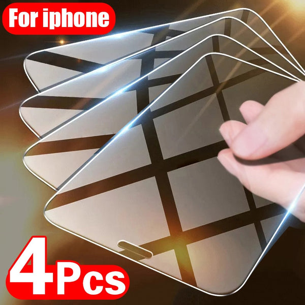 4PCS Tempered Glass for iPhone 13 Pro Max 14 Mini XR X XS Screen Protector for iPhone 12 Pro Max 11 Pro 7 8 6 6S Plus SE Glass