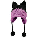 BomHCS Cute Fox Ears Beanie Winter Warm 100% Handmade Knit Hat