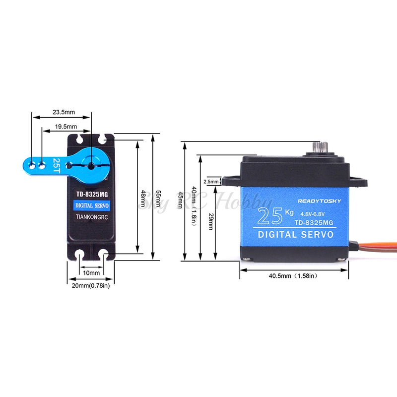 Waterproof 20KG 25KG 30kg 35kg 40KG 60KG Servos 180 270 360 Degree Large Torque Digital Servo Metal Gears 25T Arm For RC Car