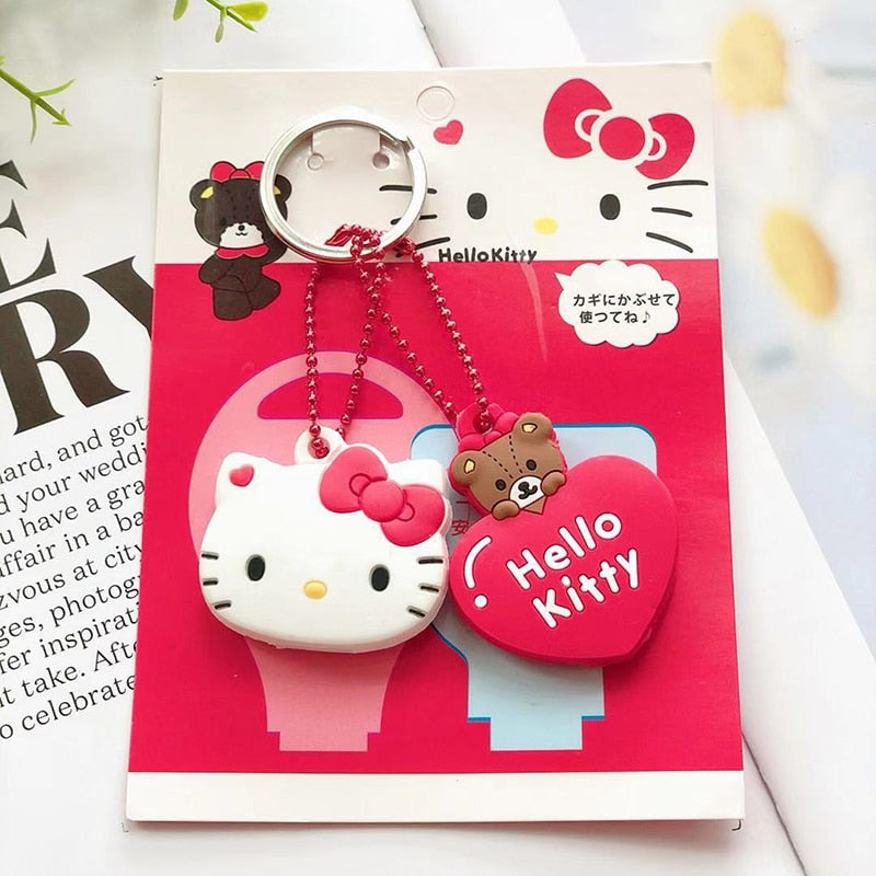 Kawaii Sanriod Accessories Kitty kuromi My Melody Cartoon Silicone Case Backpack Pendant Keychain Anime Toys for Girls Gifts