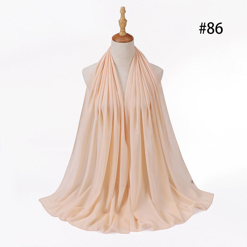 Hijab Scarf 72*175cm Plain Chiffon Scarves For Women Muslim Fasion Islam Clothing Headscarves Shawl For Ladies Headwrap Ramadan