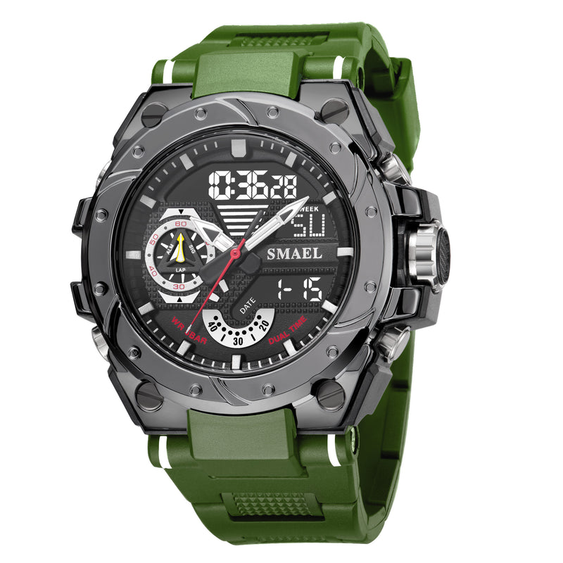 Quartz Watch For Men SMAEL Wristwatches Watcholorful Red Bracelet 50M Waterproof Alarm Clock Analog Digitals 8060 Sport Watches