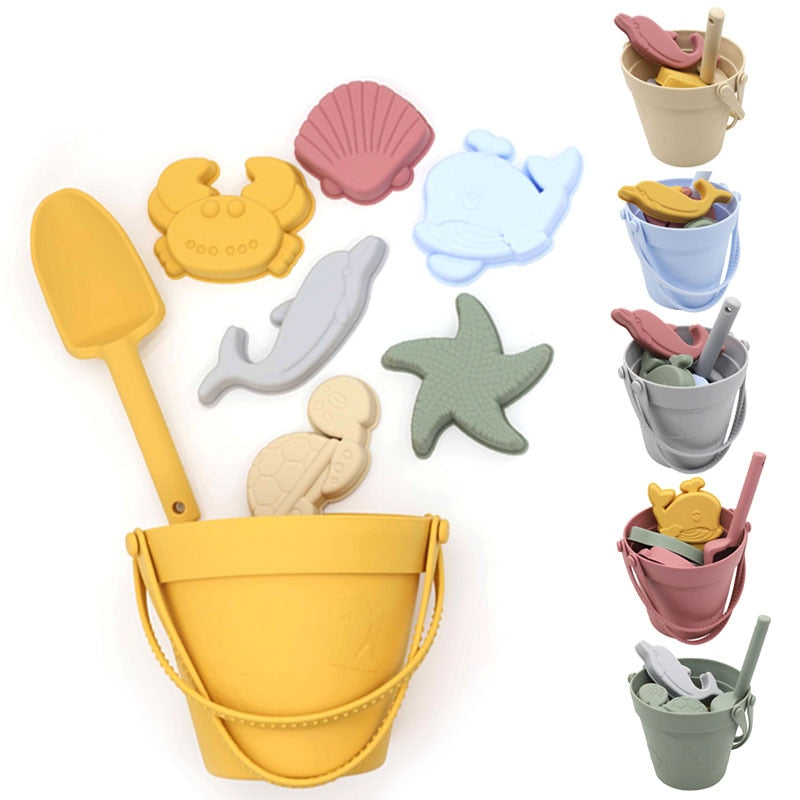 Children Summer Toys with Cute Animal Model Ins Seaside Beach Toys Rubber Dune Sand Mold Tools Sets Baby Bath Toy Kids Swim Toy