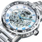 WINNER Transparent Skeleton Watch for Men Mechanical Wristwatches Diamond Watches Mens Luxury Stainless Steel Strap Unisex Clock