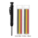 Solid Carpenter Pencil with Refill Leads and Built-in Sharpener for Deep Hole Mechanical Pencil Marker Marking Woodworking Tools