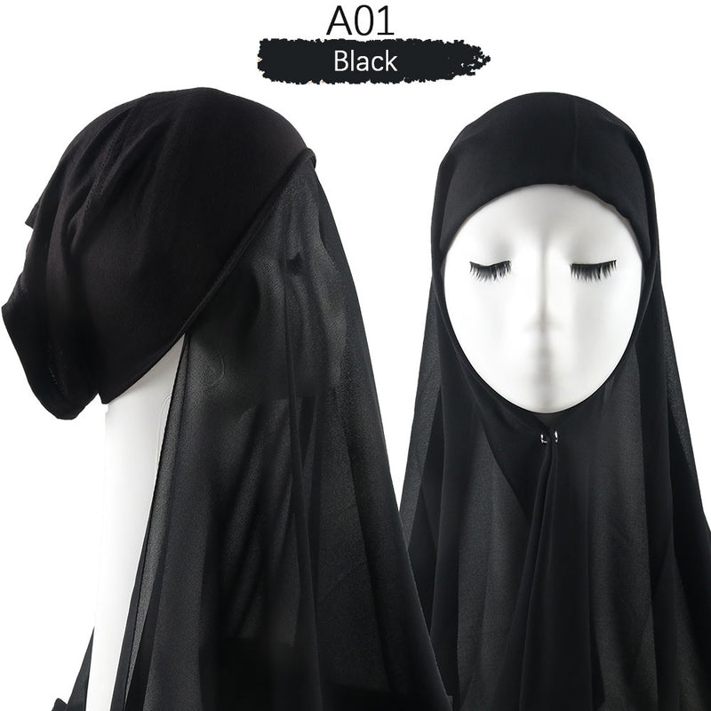 Women Muslim Instant Chiffon Hijab With Cap Underscarf Bonnet HIjabs  Scarf Islam Headscarf Headwrap Turbante