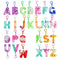 26-letter Keychain Fidget Toys Silicone Push Bubble Simple Dimple Bag Ornaments Popite Anti Stress Kids Birthday Gifts