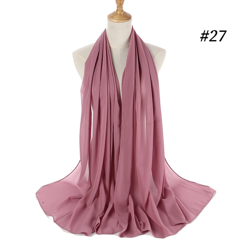 Hijab Scarf 72*175cm Plain Chiffon Scarves For Women Muslim Fasion Islam Clothing Headscarves Shawl For Ladies Headwrap Ramadan