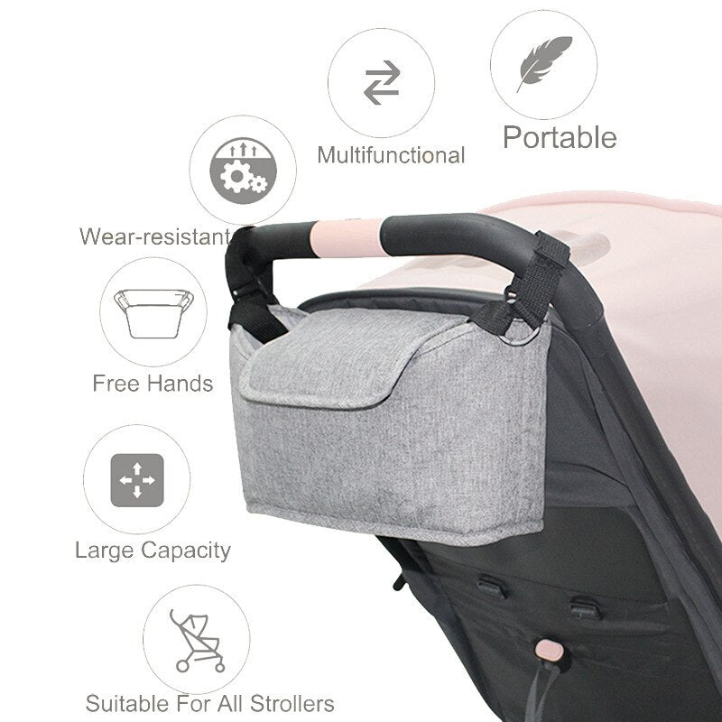 Stroller Organizer Bag Diaper Bag Nursing Stroller Bag Stroller Accessories Stroller Cup Holder Cover with Shoulder Straps Pouch