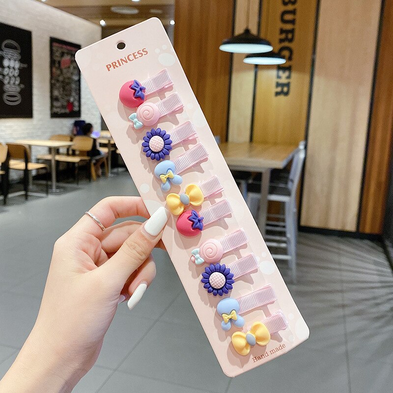 Children Hairpin Fruit Hair Clips Baby Side Bangs Clip for Kawaii Girls Headdress Hair Accessories Baby Bows 10 PCS 2021 New